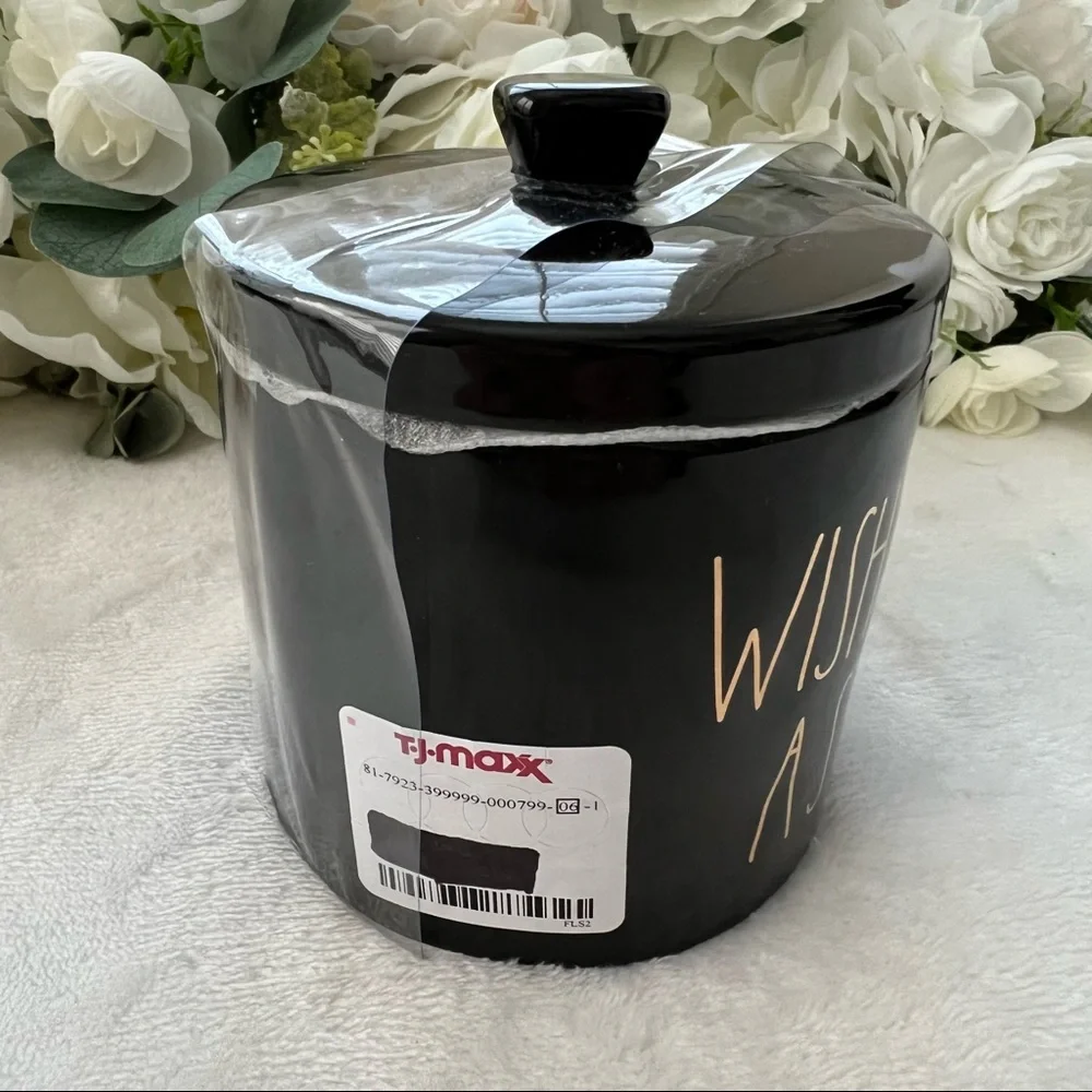 ❌SOLD❌ Rae Dunn | NWT WISH UPON A STAR Ceramic Canister in Black and Gold - Picture 7 of 13